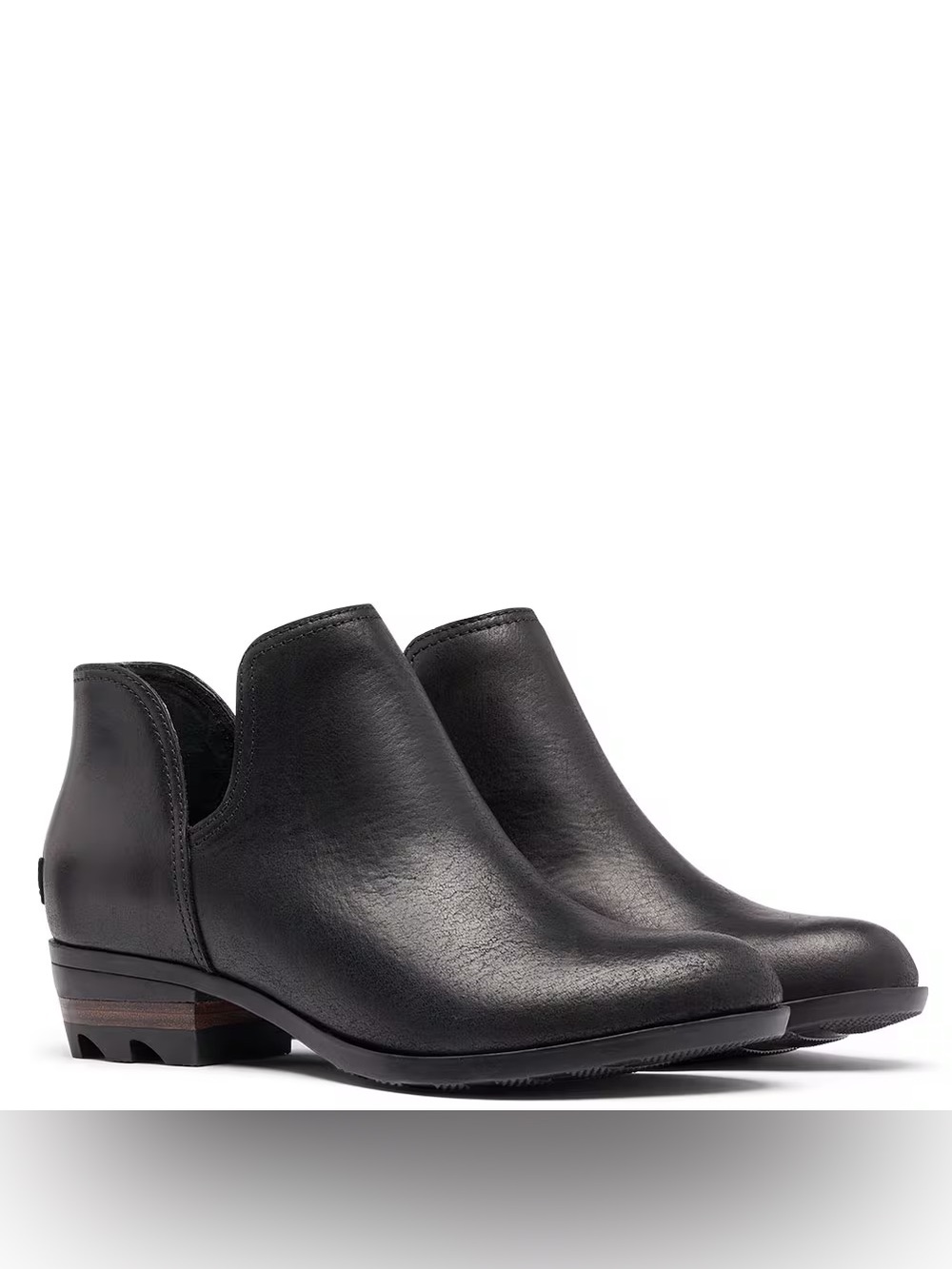 SOREL Black Leather Women's Slip-On Ankle Shoes